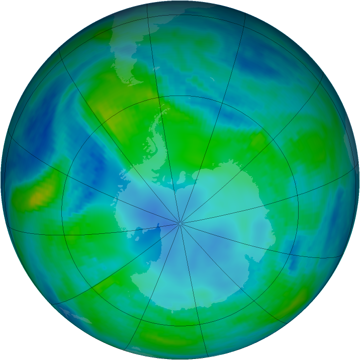 Antarctic ozone map for 05 May 1987